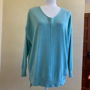 Elegant Light Turquoise V-Neck Sweater